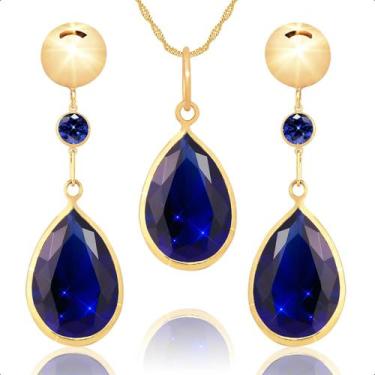 Imagem de Brinco E Pingente Em Ouro 18k Com Zircônia - Paulistana Joias, Safira