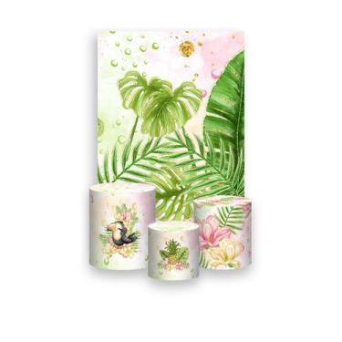 Imagem de Painel De Festa Vertical 1,50 x 2,20 + Trio De Capas Cilindro - Flamin