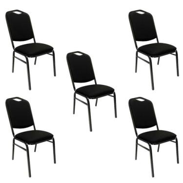Imagem de Kit 5 Cadeiras para Hotel Auditório Igreja Restaurante Eventos com Ref