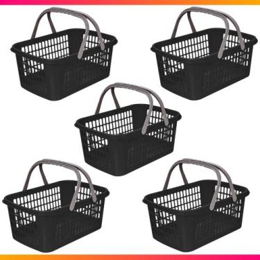 Imagem de 5 Cesta Cestinha Plástica Supermercado Mercado Reforçado 9 L - Usual U