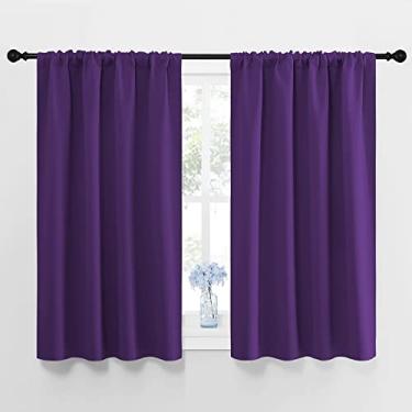 Imagem de NICETOWN Cortinas roxas blecaute para sala de estar - Persianas sólidas com isolamento térmico para decoração de quarto (roxo royal, conjunto de 2 painéis, 106 x 111 cm)