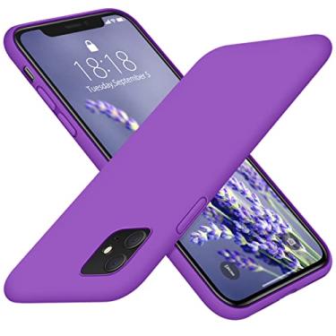 Imagem de DTTO Compatível com iPhone 11, [Série Romance] Capa de silicone totalmente coberta [Proteção aprimorada de câmera e tela] com almofada padrão de grade favo de mel para iPhone 11 6,1" 2019, roxo real