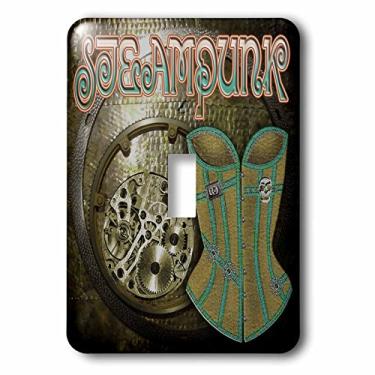 Imagem de 3dRose LLC lsp_103656_1 Interruptor de alternância simples de fundo de espartilho e engrenagens Steampunk
