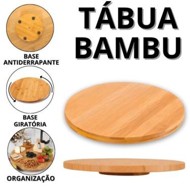 Imagem de Tábua De Frios Giratória Grande Tabua De Bambu Redonda Tábuas Para Coz