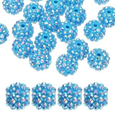 Imagem de PATIKIL Contas de strass de resina de 14 mm para caneta com contas, pacote com 20 bolas de discoteca brilhantes redondas focais contas de chiclete para fazer joias, artesanato, colar, pulseiras de