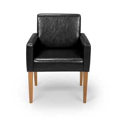 Imagem de Cadeira Poltrona Capri Decorativa Couríssimo Sala De Estar Escritório Recepção Império Preto