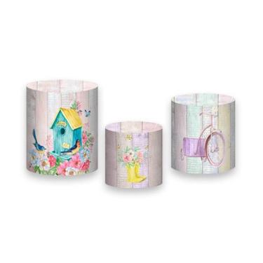Imagem de Trio De Capa Cilindro - Jardim de Bonecas Aquarela 008 - Via Cores