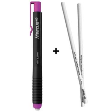 Imagem de Kit Caneta Borracha 6.6mm Retrátil Colorida Mercur + 02 Refil Eraser E