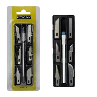 Imagem de Estilete De Metal Reforçado Profissional + 6 Lâminas Extras - GREEN