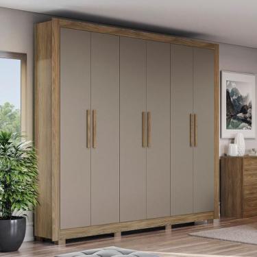 Imagem de Guarda Roupa Kappesberg CB02M569 6 Portas 2 Gavetas, Nogueira/Fendi