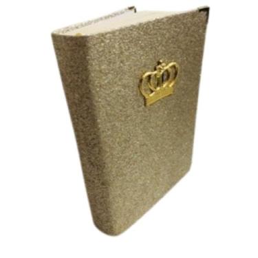 Imagem de Bíblia sagrada glitter dourada com coroa - Fonte da Vida