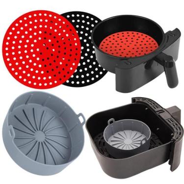 Imagem de Kit Protetor Air Fryer 1 Forma e 1 Tapete Formato Redondo Silicone - F