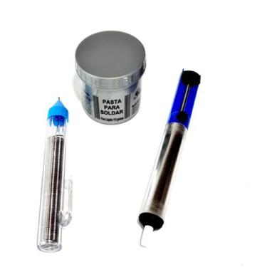 Imagem de kit para solda sugador + pasta de solda + estanho - mxt
