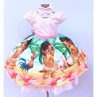 Imagem de Vestido Infantil Moana Baby Rosa Festa Temática E Tiara - Pingo de Gen
