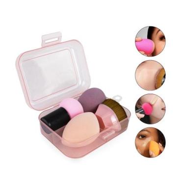 Imagem de Kit 1 Pincel Mágico + 3 Esponjas Maquiagem Pó Base Corretivo - Arte Se