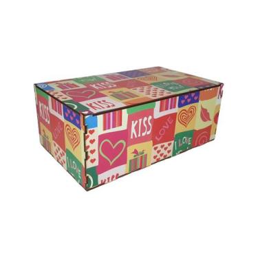 Imagem de Caixa Retangular Love 25x15x10 Kit 10un Mdf Madeira Adesivado - ATACAD