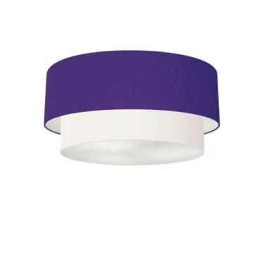 Imagem de Plafon Duplo Cilíndrico Vivare Md-3017 Cúpula Tecido 50x40cm - Bivolt,