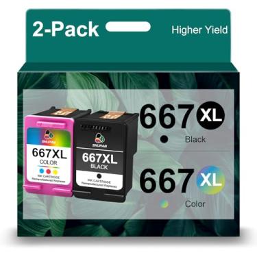 Imagem de SHUPAN Cartucho de tinta 667XL preto e colorido, substituição para cartuchos de tinta HP 667XL 667 XL, para impressoras HP DeskJet 1275 2374 2375 2376 2775 2776 6075 6475 6476 (1 preto, 1 tricolor)