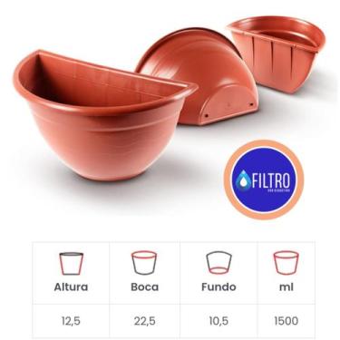 Imagem de Vaso Meia Cuia Plástico Redondo - 1.500 ml - Cor Preto - VF vaso forte