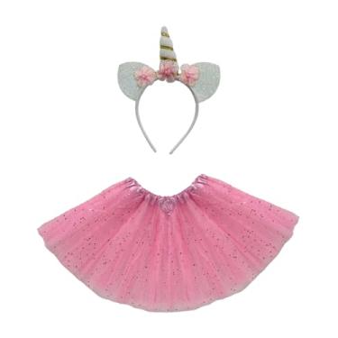 Imagem de Fantasia unicórnio completo tiara linda + saia 40cm glitter (Tiara Branca)