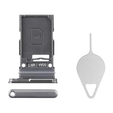 Imagem de BESJMYT Substituição da bandeja do cartão SIM para Samsung Galaxy S23 FE (versão SIM único) Adaptador de suporte de slot de bandeja de cartão de grafite com ejetor de agulha para S23 FE SM-S711U1