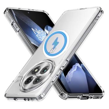 Imagem de MSOTES Capa para OnePlus 13, magnética forte compatível com MagSafe, amortecedor de airbag TPU e capa traseira fina de policarbonato rígido antiamarelamento para One Plus 13 (transparente)