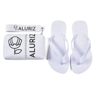 Imagem de Chinelo Feminino com Bolsa Necessaire Aluriz, Branco, 33/34