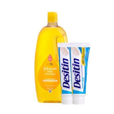 Imagem de Shampoo Regular Johnsons Baby 750 ml + 2 Cremes Preventivos de Assadur