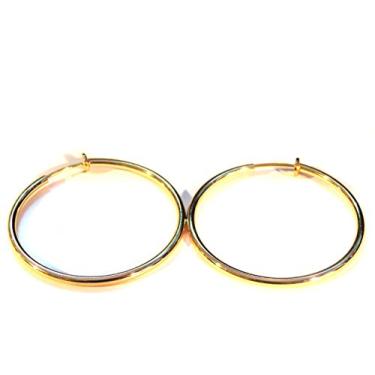 Imagem de Brincos de clipe de argola banhados a ouro ou prata 3,8 cm argola brilhante simples fina