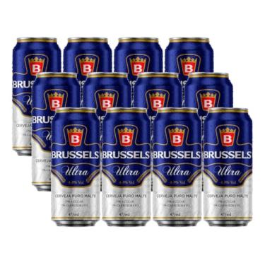 Imagem de 12un Cerveja Brussels Ultra Low Carb Zero Açúcar Lata 473ml