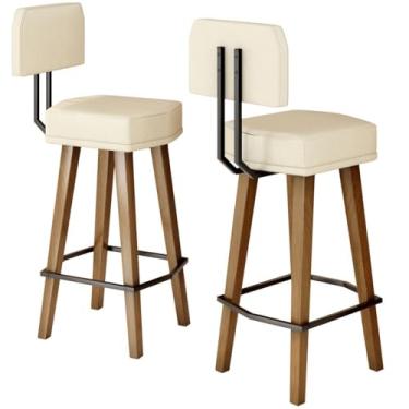 Imagem de Kit 2 Banquetas para Balcão de Cozinha Bancada Área Gourmet Estilo Industrial de Ferro Moderna Reforçada MOBLAN decor (Bege, 70cm)