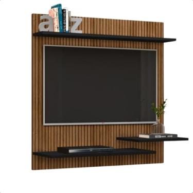 Imagem de Painel para TV 32" Ripado Dubai Pequeno com Nicho Moderno (Preto)