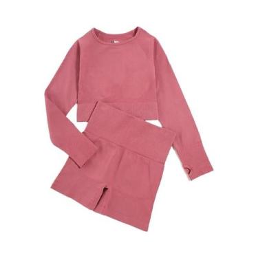 Imagem de Conjunto de Yoga Sem Costura Feminino - Roupas de Ginástica e Fitness,