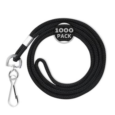 Imagem de Mata1 Cordões, cordões de identificação econômicos em massa, cordões de cartão de visita, redondos de 91 cm com gancho giratório, Preto, 100