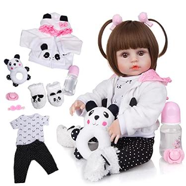 Imagem de Brastoy Bebê Reborn Boneca de Silicone Menina Original Panda 48cm (Menina)