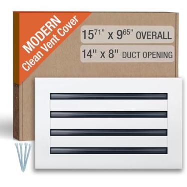 Imagem de FA-STAR 14 x 8 Clean Modern AC Vent Cover - Saída de ar branca decorativa - Difusor de slot linear padrão, vários modos de fluxo de ar - Grade de registro para teto, paredes e pisos - Todo em alumínio