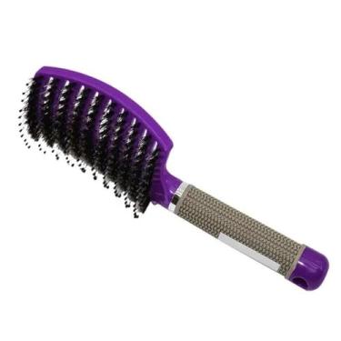 Imagem de Escova de cabelo doméstica para meninas, pente de massagem para couro cabeludo, escova de cabelo cacheado molhado para salão de cabeleireiro, ferramenta de estilo (ROXO)