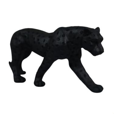 Imagem de Escultura Estatueta Pantera Negra Andando Leopardo Decoração Rack estante casa escritório em Poliresina
