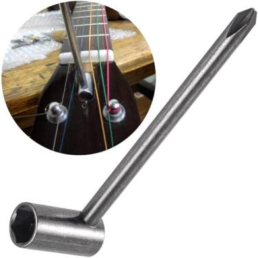 Imagem de Hzopcw Chave de haste de treliça de guitarra, chave de porca de 8 mm com chave de fenda cruzada, chave de ajuste de reparo de guitarra de metal - prata