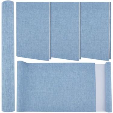 Imagem de CRASPIRE Tecido de encadernação de livro azul claro de 120 x 29 cm com capa de tecido de linho de poliéster para álbum de livros, álbum de recortes, arquivo, faça você mesmo, protetor de encadernação