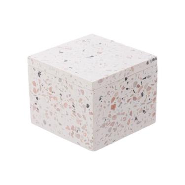 Imagem de Organizador Quadrado de Mármore Terrazo com Tampa Branco
