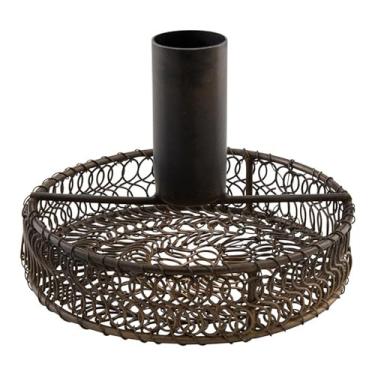 Imagem de 47th & Main Suporte de vela de ferro moderno para castiçal cônico, 10 cm de diâmetro x 7 cm A, marrom rústico