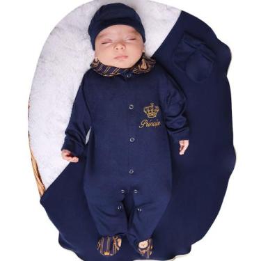 Imagem de Saída Maternidade Menino Príncipe Azul Marinho P 04 Peças - Bebê Feliz