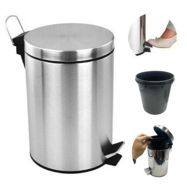 Imagem de Cesto Lixo 3l Inox Cozinha E Banheiro Com Pedal Abre Tampa - Tesla Sto
