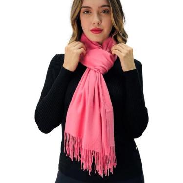 Imagem de Cachecol Alpelo em Lã Tecido com Franjas, UN, Pink lemonade