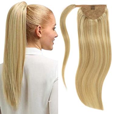 Imagem de Lacer Extensões De Cabelo Rabo De Cavalo 100% Remy Extensões De Cabelo Humano Longo Liso Enrolado Em Volta Do Cabelo Invisível Rabo De Cavalo Extensão De Cabelo Pedaço Loiro Acinzentado Misto Loiro