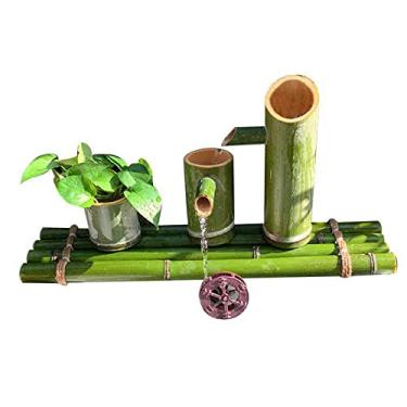 Imagem de Características de água de bambu para o jardim, fonte S, fonte de água, bomba, fonte de bambu para lagoa, ornamentos de característica de água de bambu, aquário de peixes, jardim