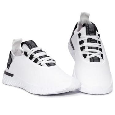 Imagem de Tênis Masculino Feminino Esportivo Academia Caminhada Casual Leve (Branco/Preto, BR, Adulto, Numérico, 43)