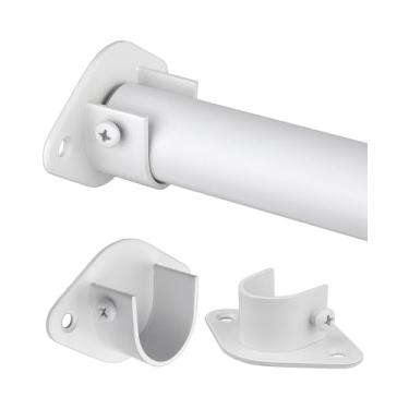 Imagem de Varal de armário, 43 a 101 cm, suporte de metal ajustável para pendurar roupas, postes de armário para guarda-roupas, lavanderia, aço durável, branco