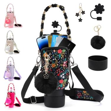 Imagem de 3tyto Conjunto de acessórios para copos Stanley incluindo bolsa de transporte para garrafa de água, suporte para garrafa de água com alça, capa de palha, Stanley Charms, bota de silicone para Stanley